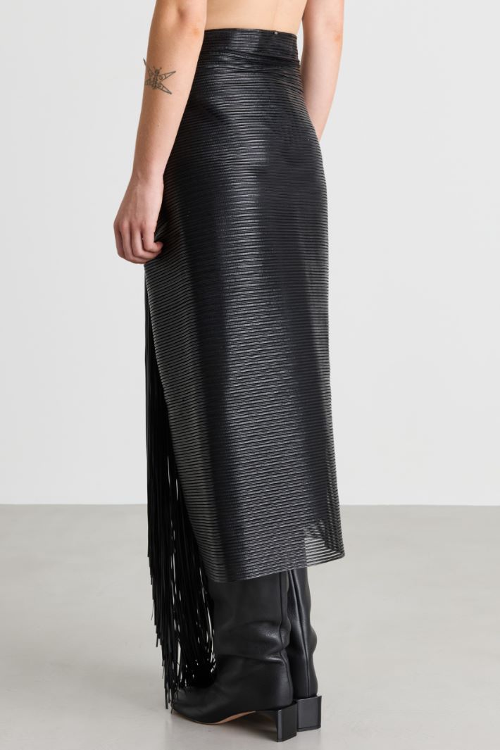 Fringed midi skirt - BLACK - Intrend - 4