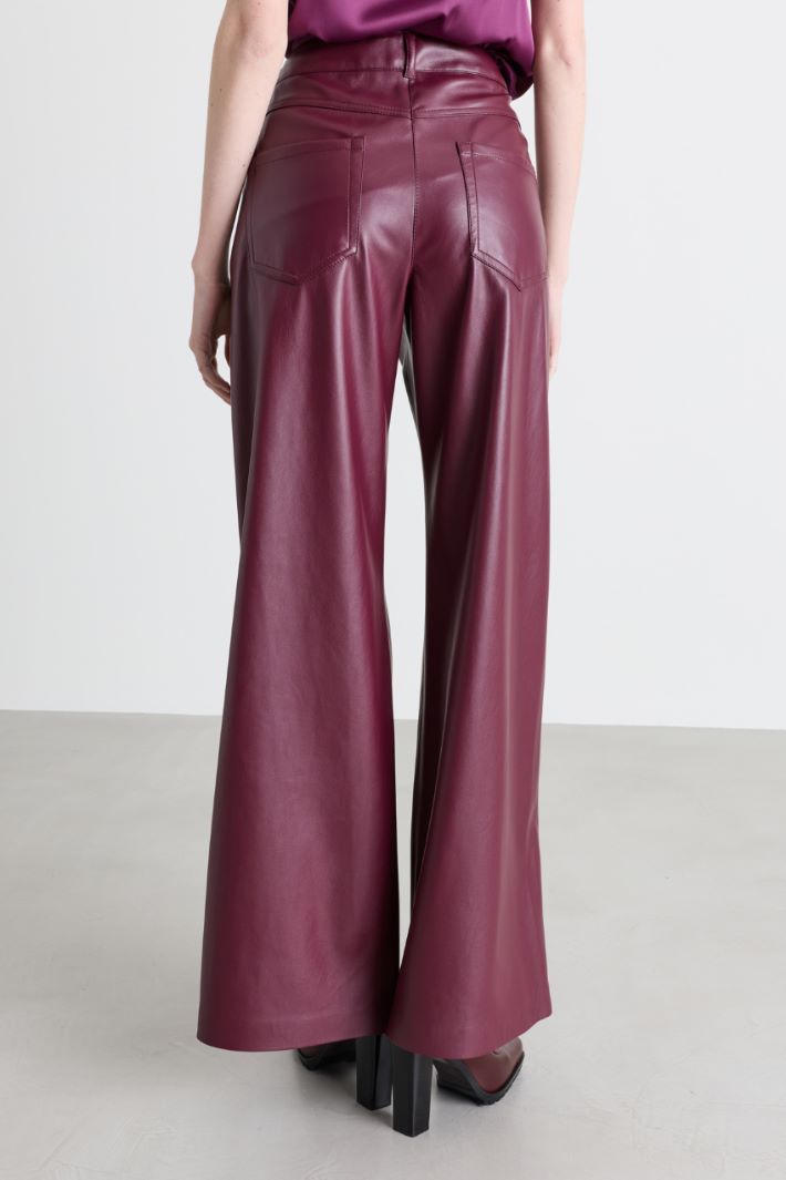 Pantalone ampio in jersey spalmato - BORDEAUX - Intrend - 4