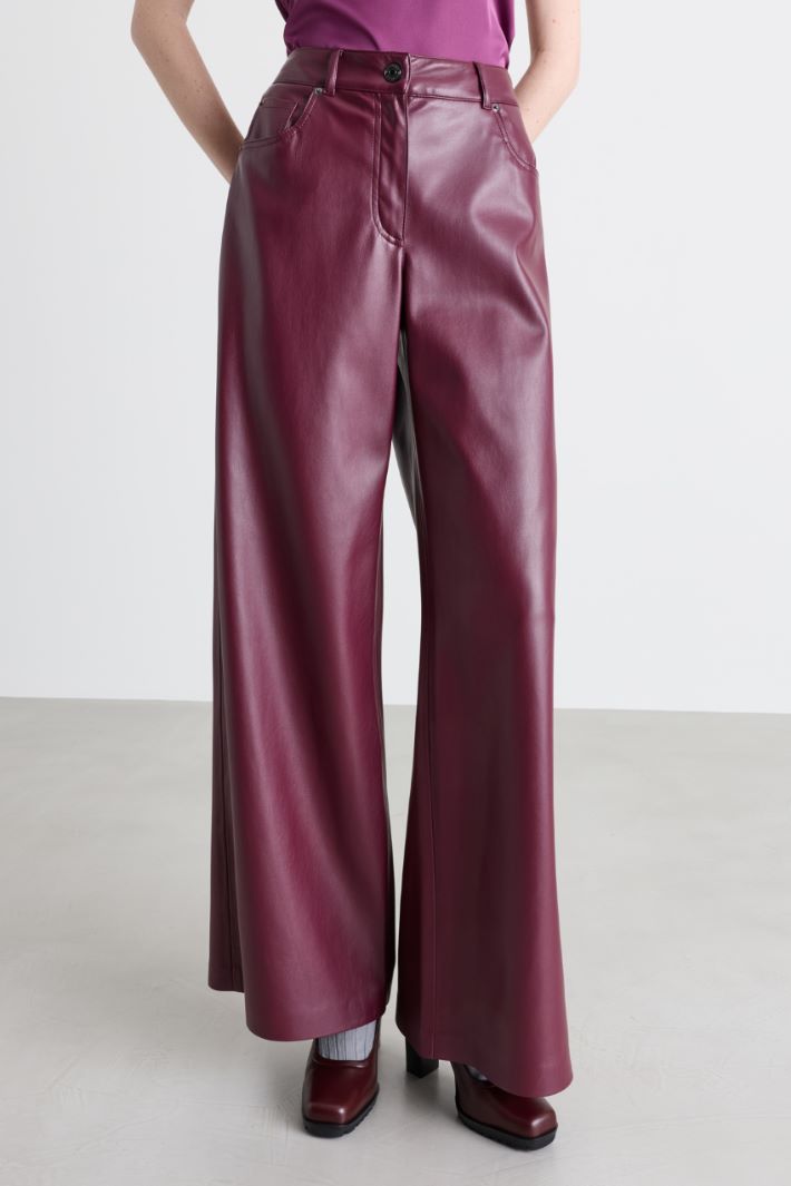 Pantalone ampio in jersey spalmato - BORDEAUX - Intrend - 2