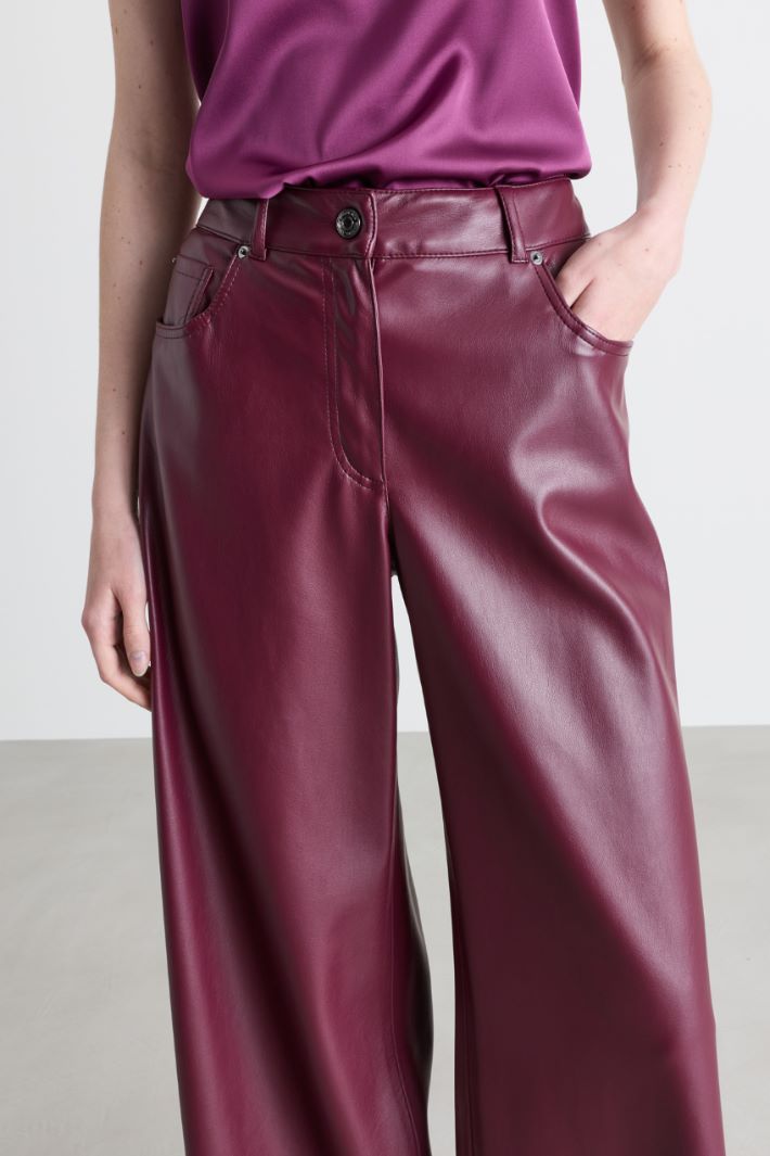 Pantalone ampio in jersey spalmato - BORDEAUX - Intrend - 3