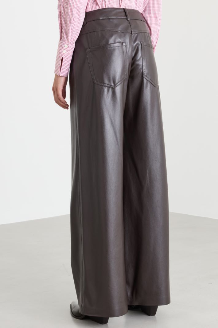 Pantalone ampio in jersey spalmato - NERO - Intrend - 4
