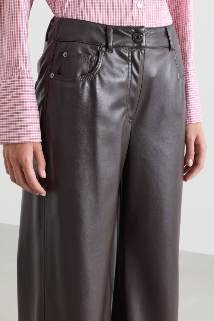 Pantalone ampio in jersey spalmato - NERO - Intrend - 3