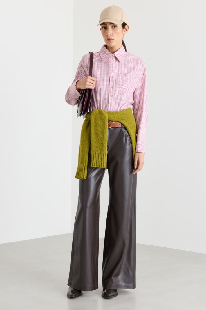 Pantalone ampio in jersey spalmato - NERO - Intrend