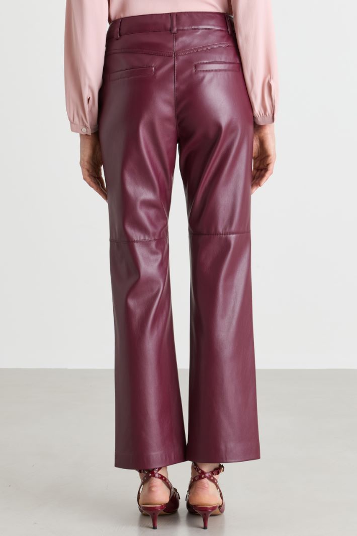 Pantalone flare in jersey spalmato - BORDEAUX - Intrend - 4
