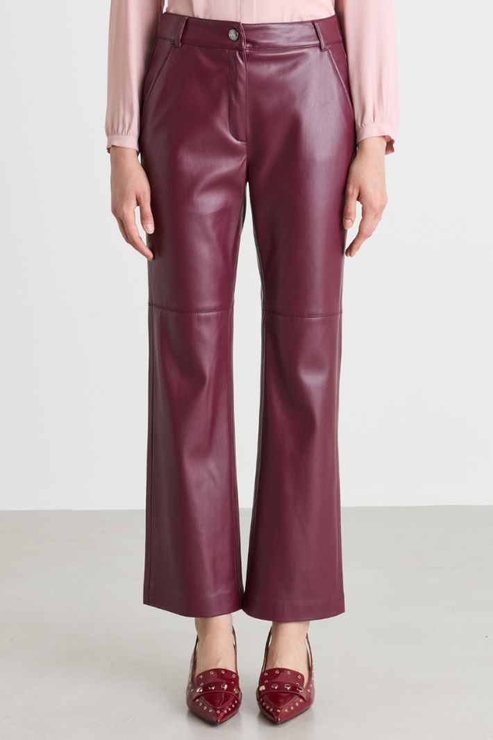 Pantalone flare in jersey spalmato - BORDEAUX - Intrend - 2