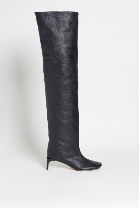Leather over-the-knee boots - Intrend