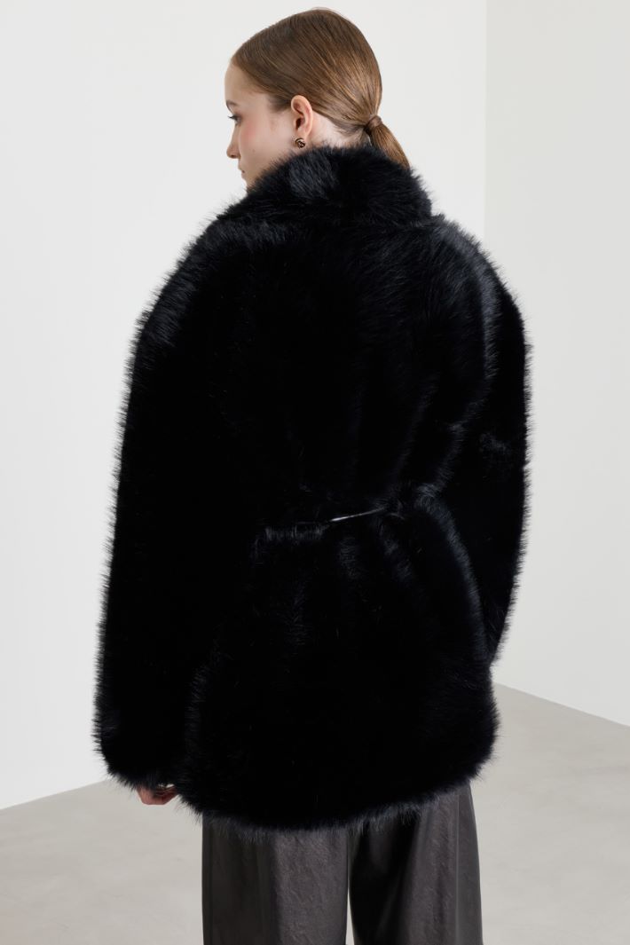 Belted coat - BLACK - Intrend - 4