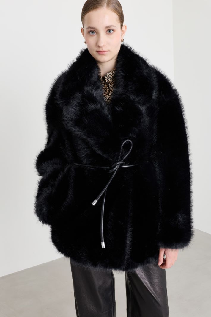 Belted coat - BLACK - Intrend - 2