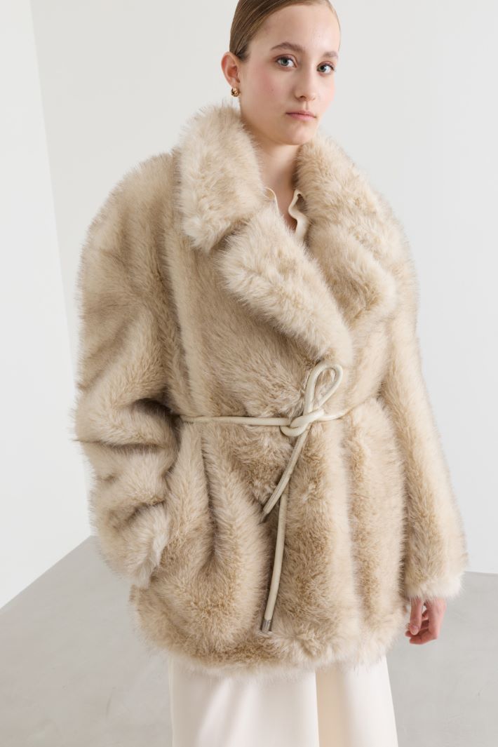 Belted coat - BEIGE - Intrend - 3