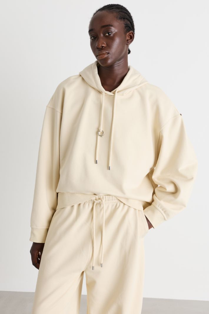 Lined Jersey Hoodie - WHITE - Intrend - 2
