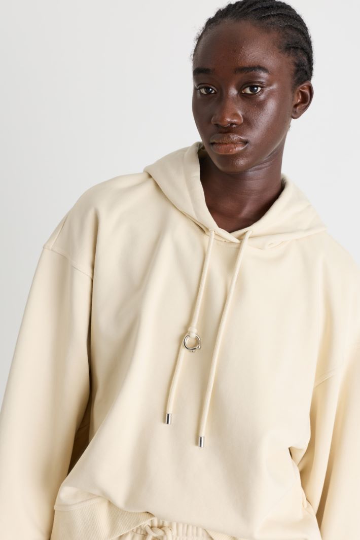 Lined Jersey Hoodie - WHITE - Intrend - 3