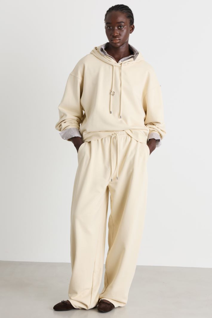 Lined Jersey Hoodie - WHITE - Intrend