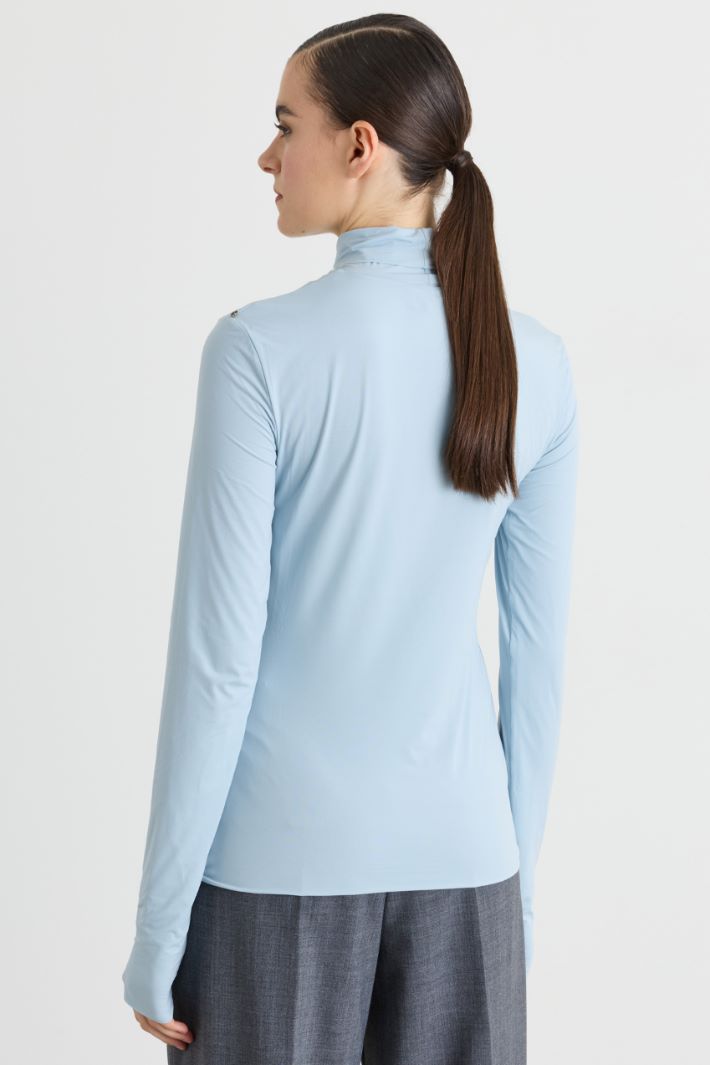 Dolcevita in jersey calza - AZZURRO - Intrend - 4