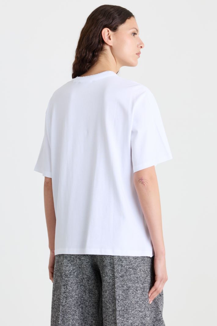 T-shirt con scollo gioiello - BIANCO - Intrend - 4