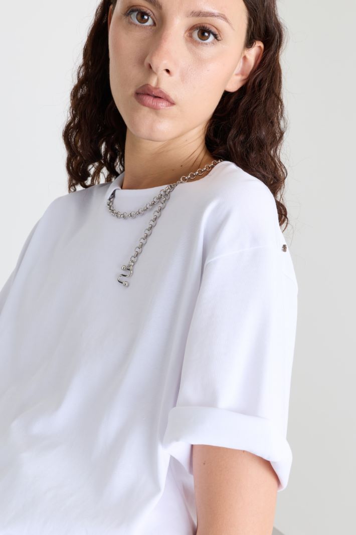 T-shirt con scollo gioiello - BIANCO - Intrend - 3
