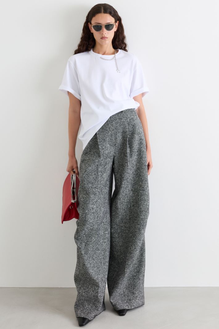 T-shirt con scollo gioiello - BIANCO - Intrend