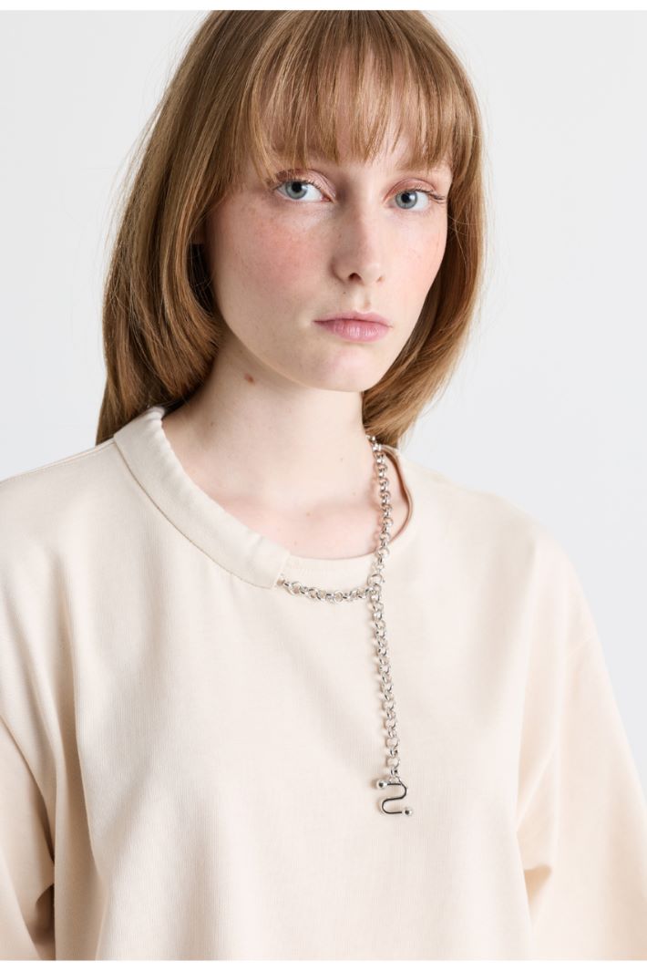 T-shirt con scollo gioiello - BIANCO - Intrend - 3