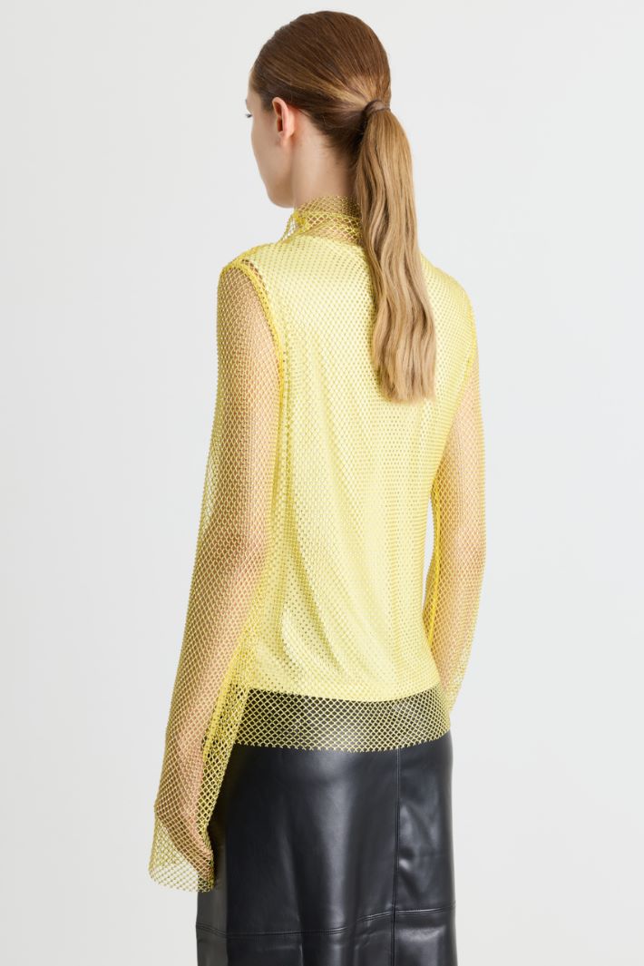 T-shirt in rete con strass - GIALLO - Intrend - 4