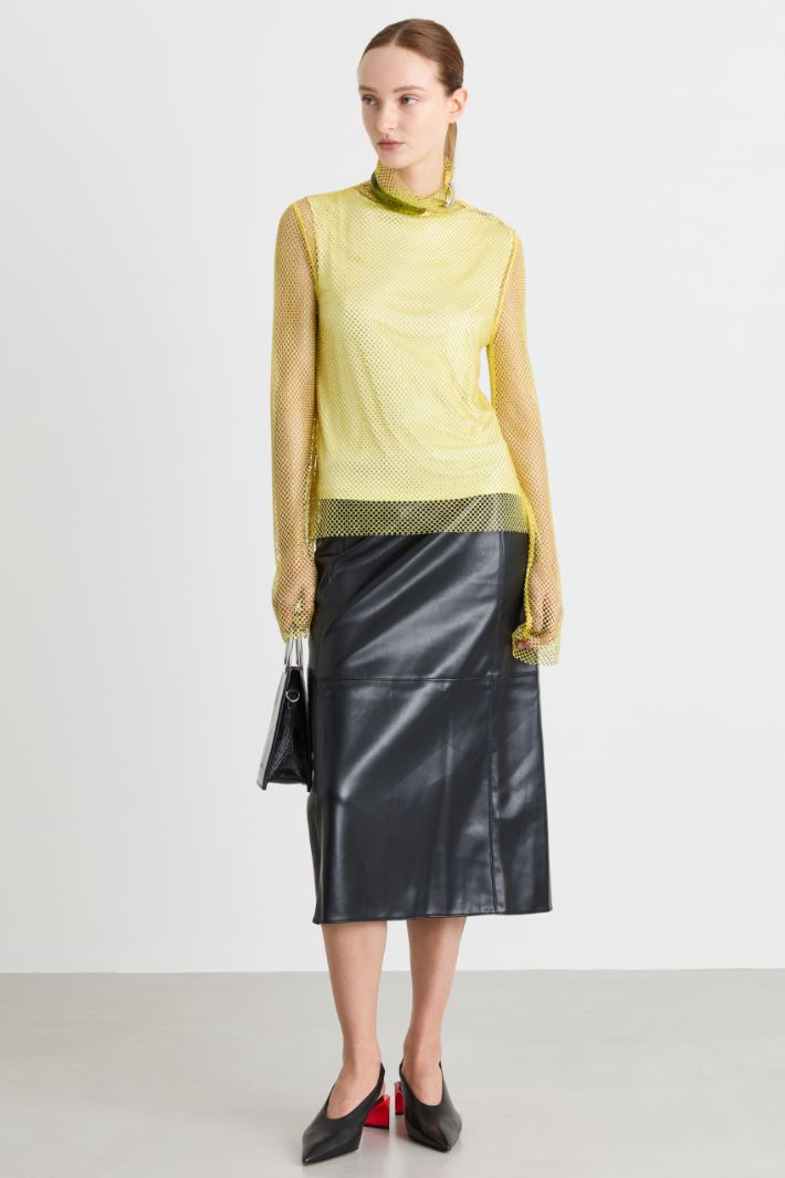 T-shirt in rete con strass - GIALLO - Intrend