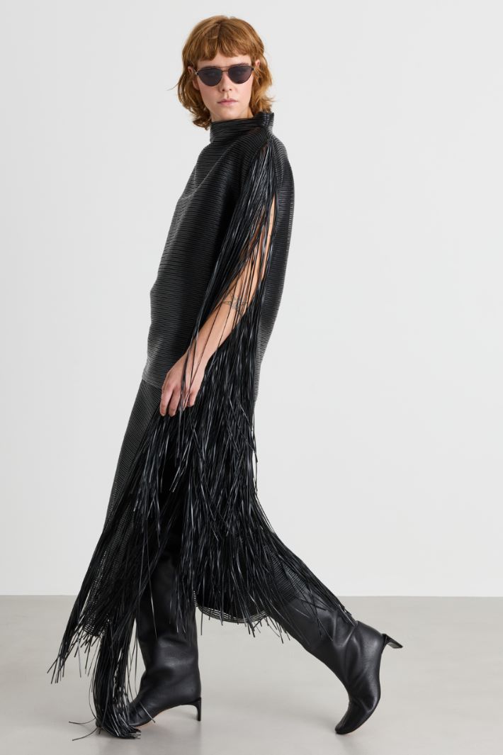 Tunica in tulle ricamato - NERO - Intrend