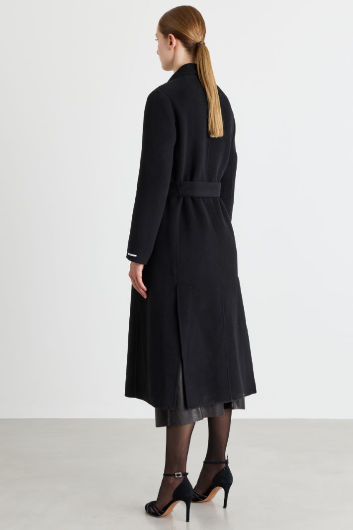 Cappotto doppiopetto con cintura - NERO - Intrend - 4