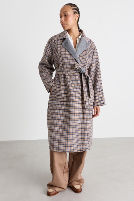Cappotto reversibile in double di misto lana