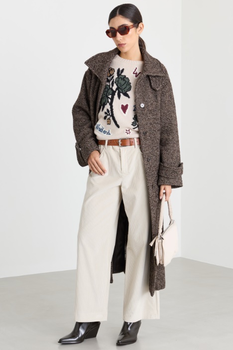 Belted bouclé coat - Intrend