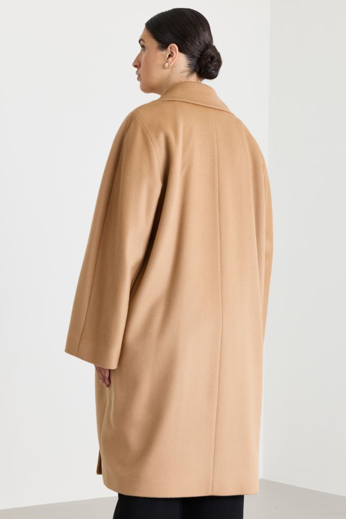 Wide-Cut Wool Drap Coat - CAMEL - Intrend - 4