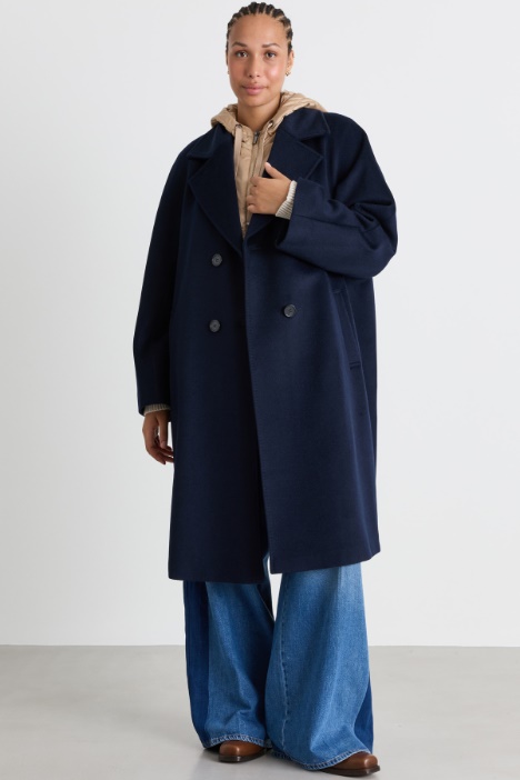 Wide-Cut Wool Drap Coat - Intrend