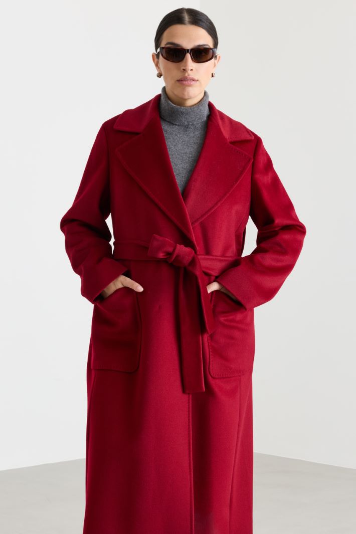Cappotto in drap con maxi tasche - ROSSO - Intrend - 2