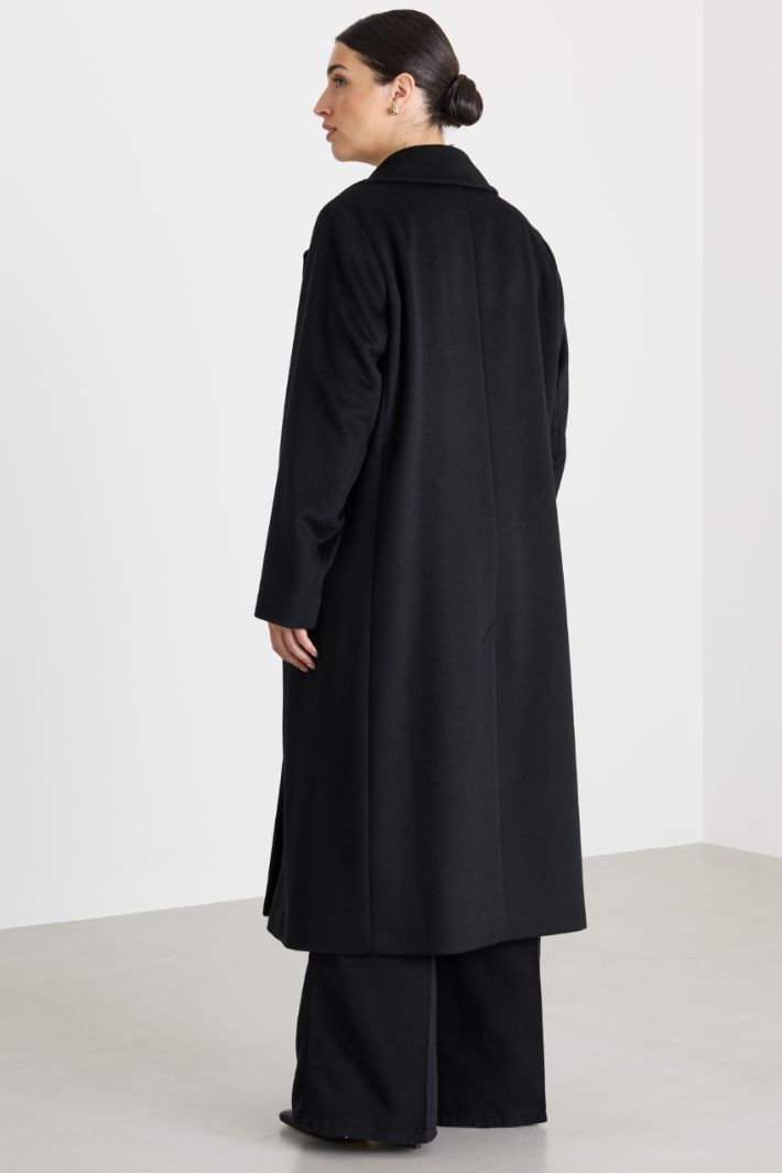 Cappotto in drap con maxi tasche - NERO - Intrend - 4