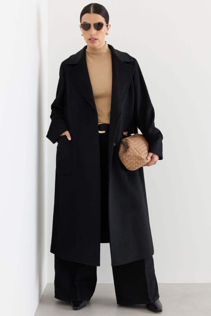 Cappotto in drap con maxi tasche - NERO - Intrend
