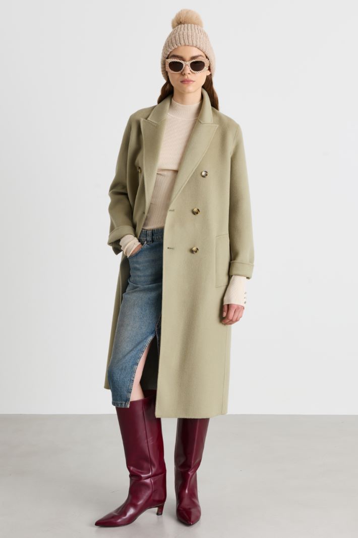 Manteau à revers en pointe - VERT - Intrend