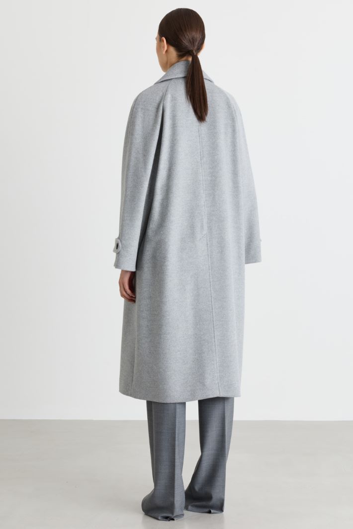 Manteau croisé en drap de laine et cachemire - GRIS - Intrend - 4