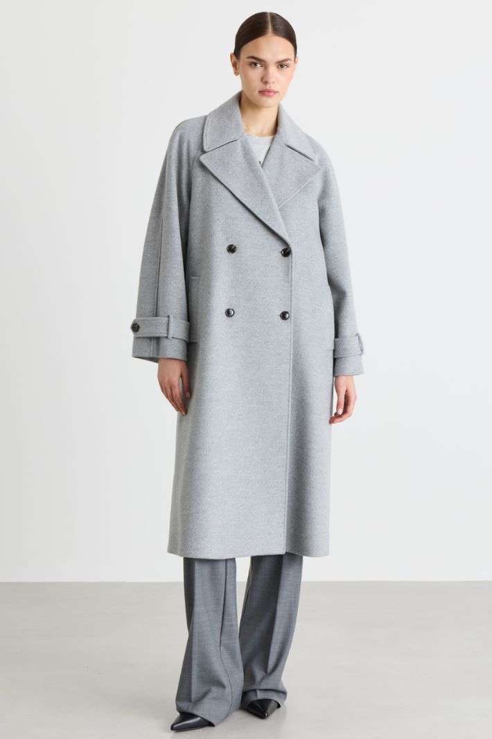 Manteau croisé en drap de laine et cachemire - GRIS - Intrend - 2