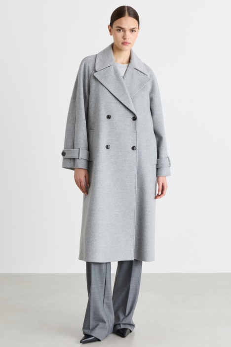 Cappotto doppiopetto in drap di lana e cashmere