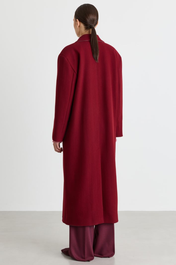 Manteau croisé à ceinture - ROUGE - Intrend - 4