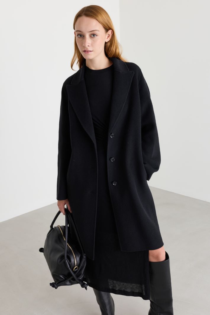 Belted double-faced coat - BLACK - Intrend - 2