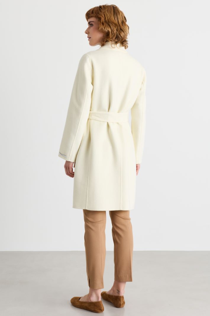 Belted double-faced coat - WHITE - Intrend - 4