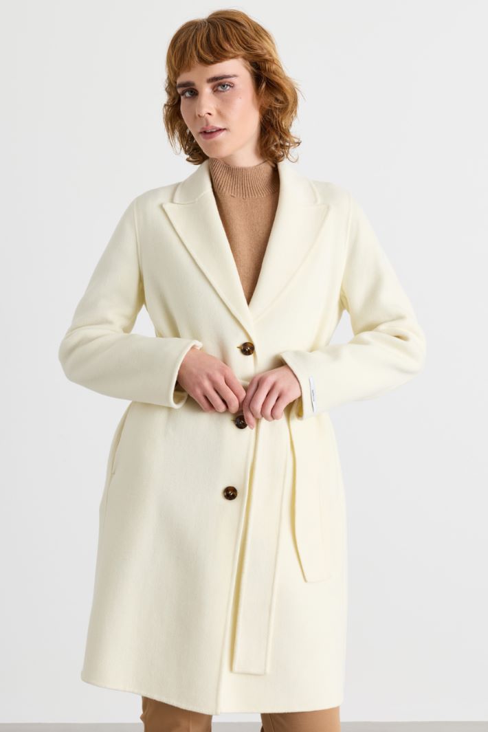 Belted double-faced coat - WHITE - Intrend - 2
