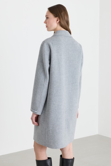 Cappotto in double di misto lana con cintura