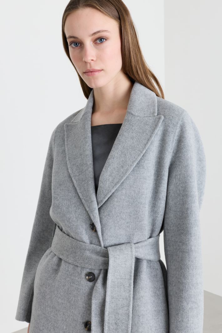 Belted double-faced coat - GREY - Intrend - 3