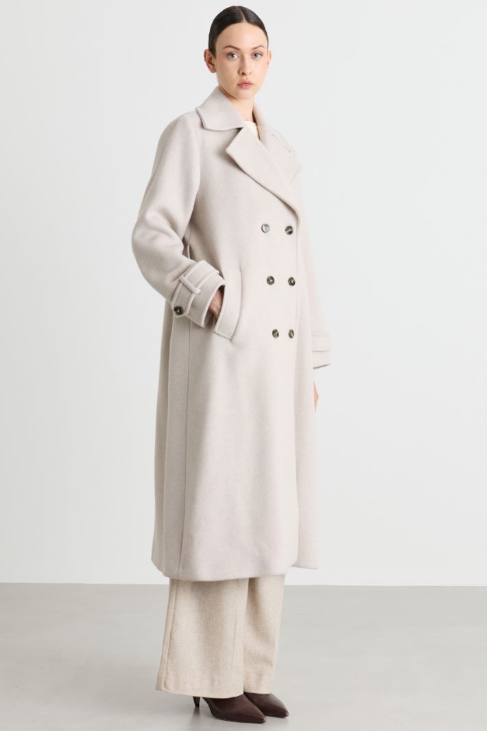 Double-breasted beaver wool coat - BEIGE - Intrend - 2
