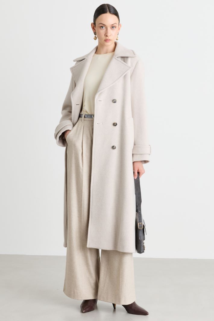 Double-breasted beaver wool coat - BEIGE - Intrend