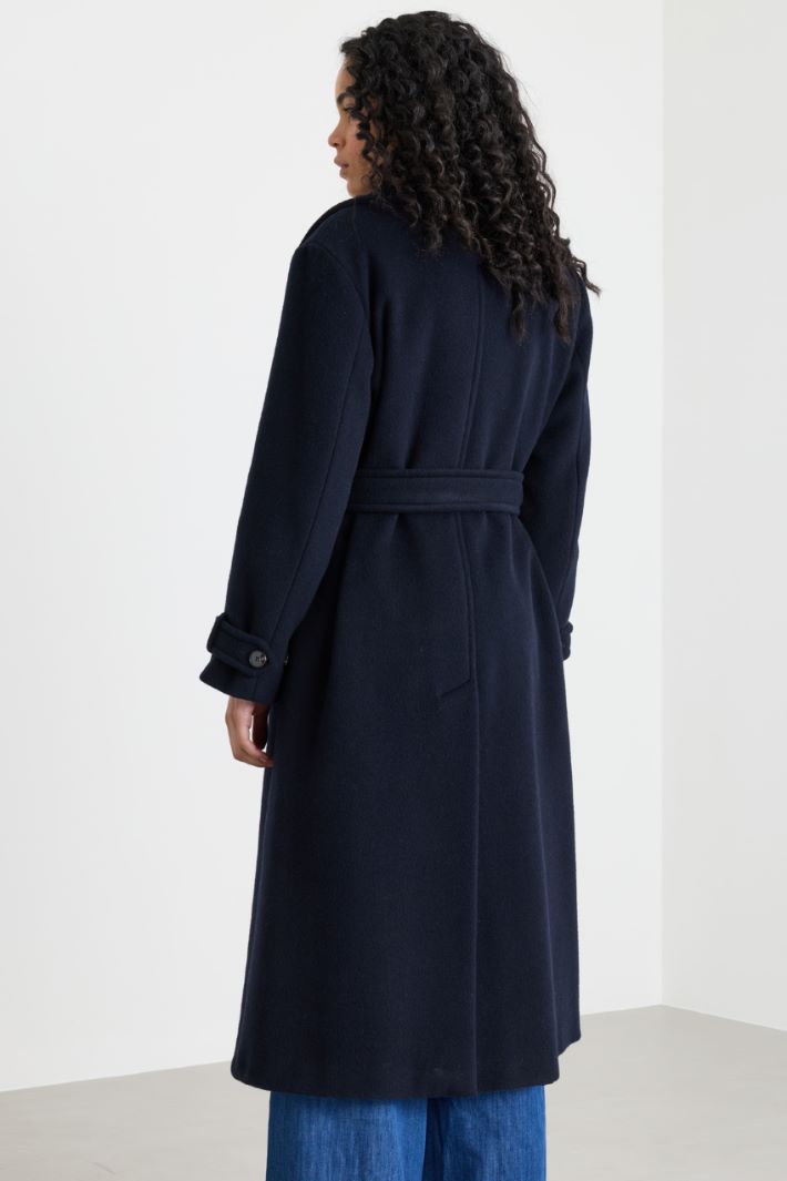 Manteau croisé en drap de castor - NOIR - Intrend - 4