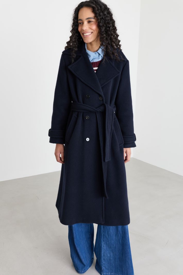 Manteau croisé en drap de castor - NOIR - Intrend - 2