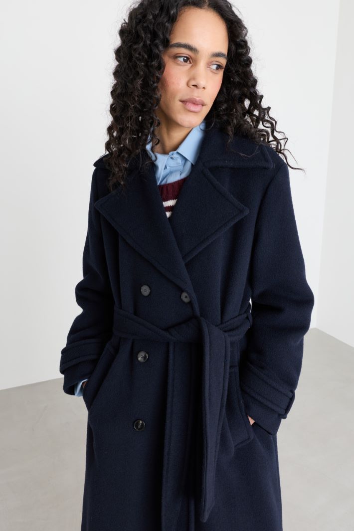 Manteau croisé en drap de castor - NOIR - Intrend - 3