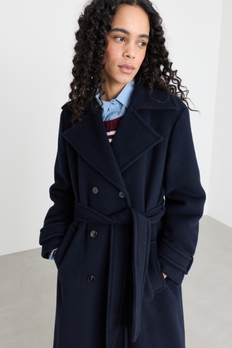 Cappotto doppiopetto in beaver di lana