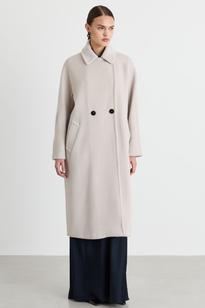 Cappotto doppiopetto in beaver - BIANCO - Intrend - 2