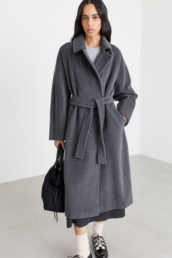 Cappotto doppiopetto in beaver - GRIGIO - Intrend - 2